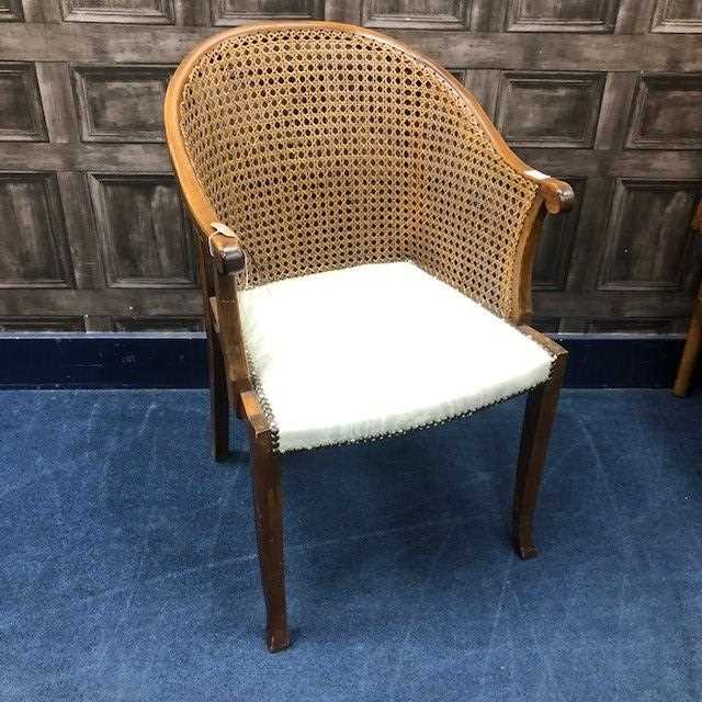 Lot 6 - A CANE PANELLED ARMCHAIR