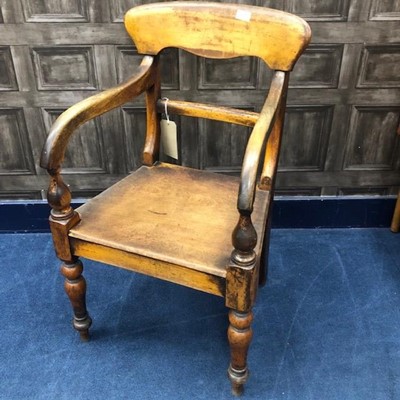 Lot 9 - A MID-19TH CENTURY OPEN ELBOW CHAIR