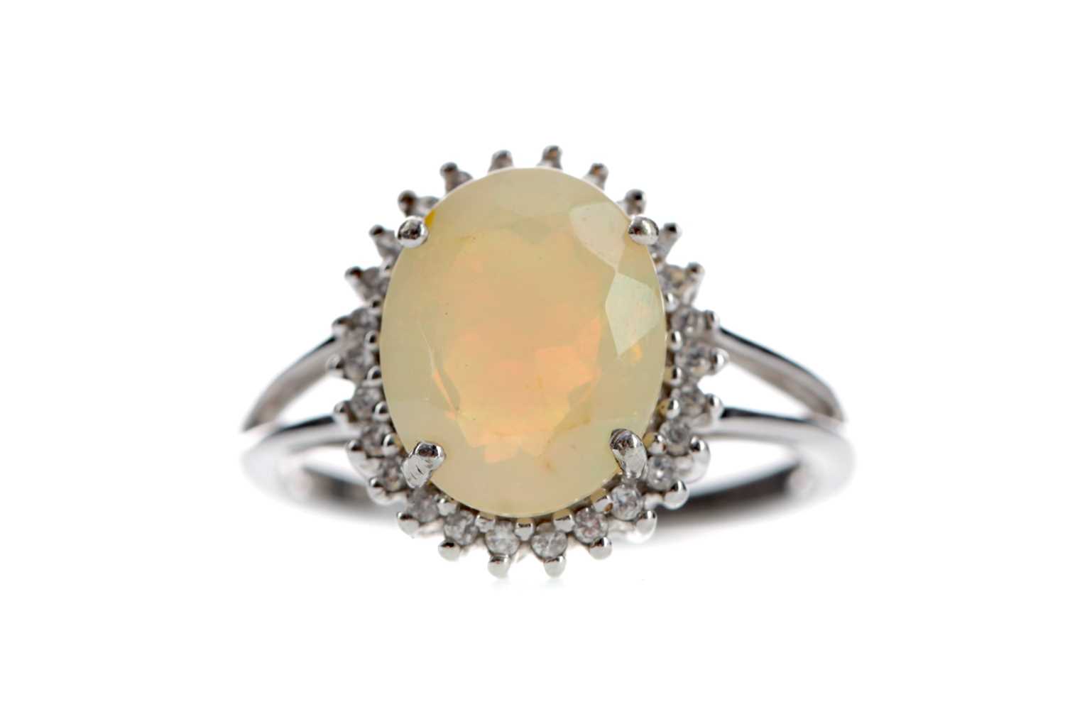 Lot 488 - AN OPAL AND DIAMOND RING