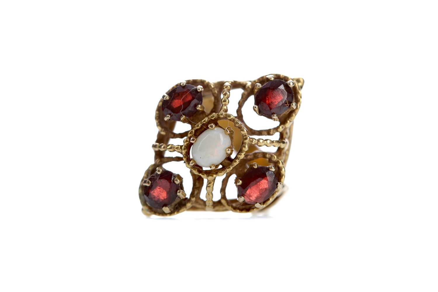Lot 538 - A GARNET AND OPAL CLUSTER RING