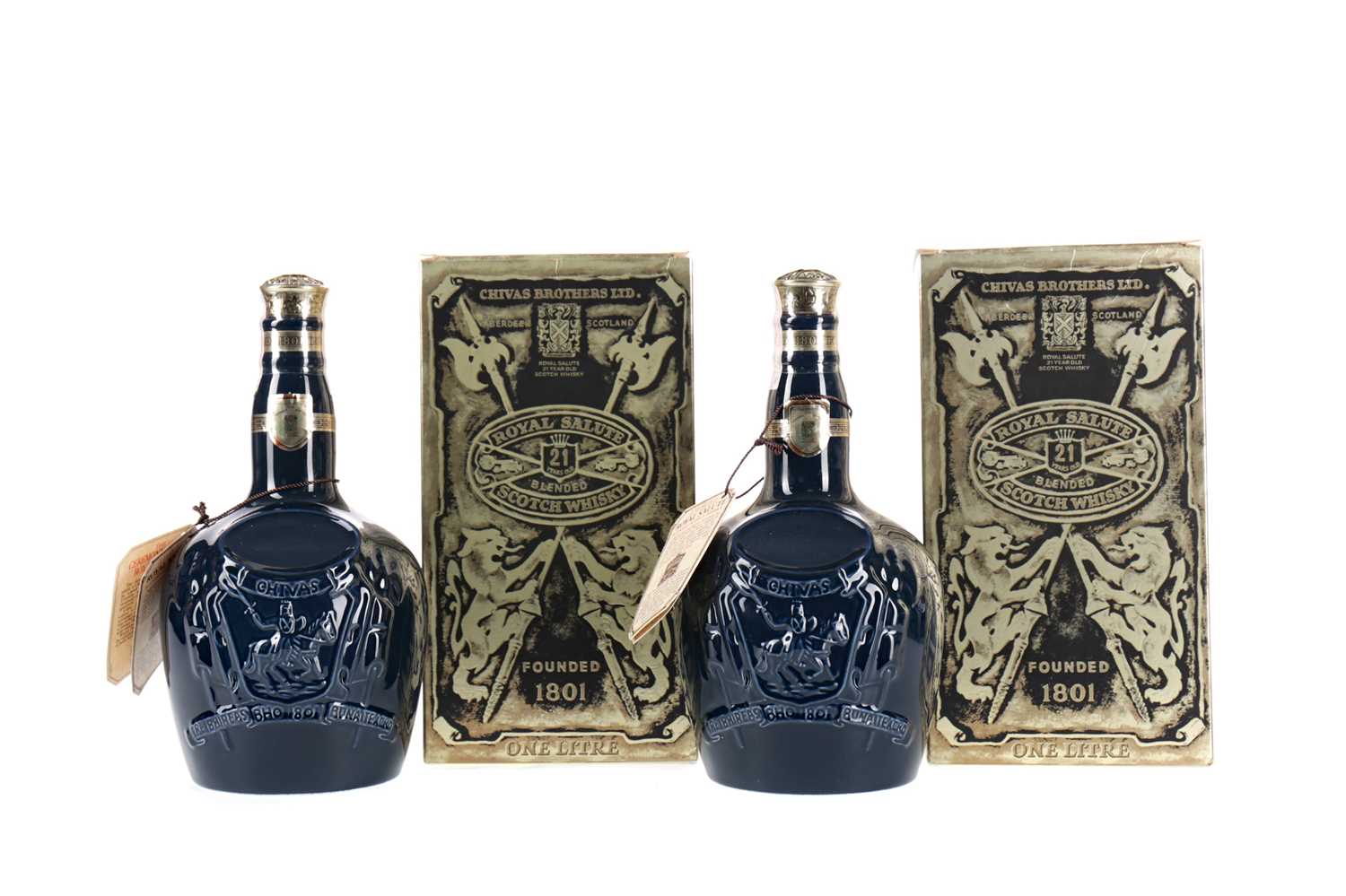 Lot 21 - TWO LITRES OF CHIVAS REGAL ROYAL SALUTE 21 YEARS OLD - SAPPHIRE DECANTER