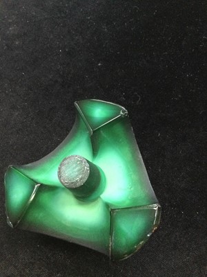 Lot 1142 - AN ART DECO MALACHITE GLASS DRESSING TABLE SET