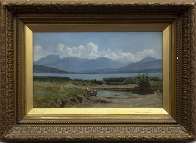 Lot 6 - LOCH SCENE, AN OIL BY COLIN HUNTER