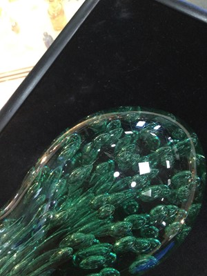 Lot 1150 - A LATE VICTORIAN GREEN GLASS DUMP PAPERWEIGHT