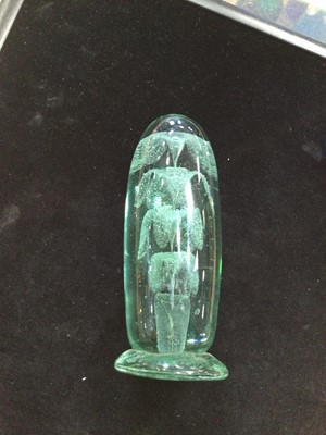 Lot 1152 - A LATE VICTORIAN GREEN GLASS DUMP PAPERWEIGHT AND TWO OTHERS