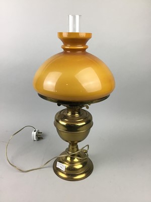 Lot 132 - A LOT OF TWO CONVERTED BRASS OIL LAMPS