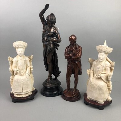 Lot 140 - A METAL FIGURE OF ROBERT BURNS AND OTHER FIGURES