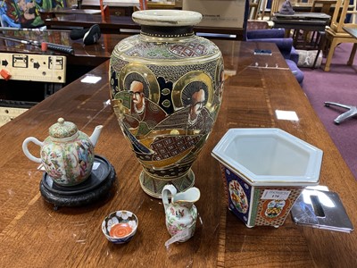 Lot 170 - A CHINESE HEXAGONAL PLANTER AND OTHER CERAMICS