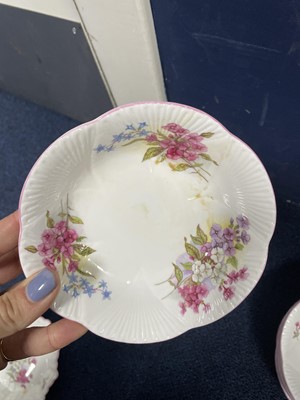 Lot 163 - A SHELLEY PINK AND FLORAL TEA SERVICE