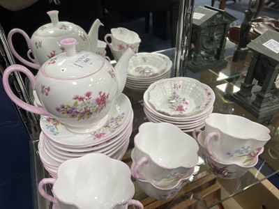 Lot 163 - A SHELLEY PINK AND FLORAL TEA SERVICE