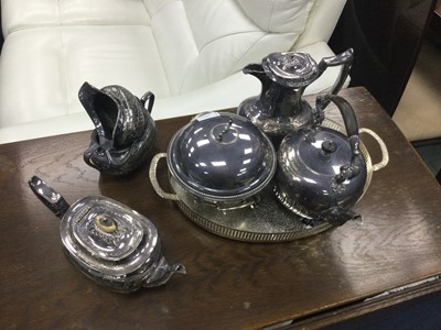Lot 161 - A SILVER PLATED FOUR PIECE TEA AND COFFEE SERVICE AND OTHER SILVER PLATED WARE