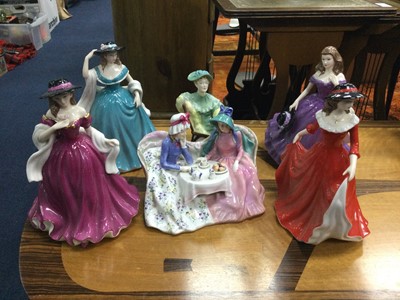 Lot 158 - A ROYAL DOULTON FIGURE OF ASCOT, ANOTHER AND FOUR LEONARDO COLLECTION FIGURES