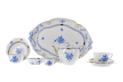 Lot 1232 - A HEREND BLUE, WHITE AND GILT CABARET TEA SERVICE