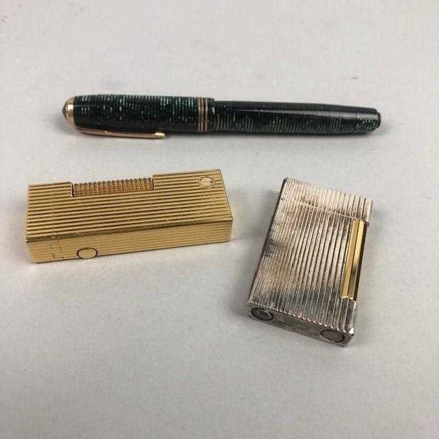 Lot 34 - A DUNHILL LIGHTER, ALONG WITH A DUNHILL LIGHTER AND A FOUNTAIN PEN
