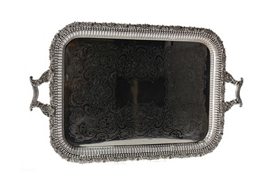 Lot 477 - A LATE VICTORIAN SILVER PLATED TEA TRAY