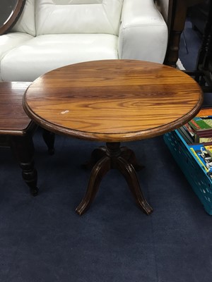 Lot 42 - AN OAK COFFEE TABLE ALONG WITH AN OCCASIONAL TABLE
