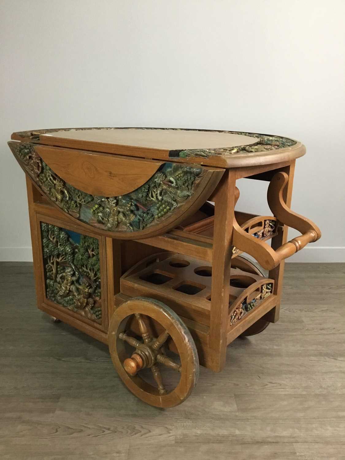 Lot 730 - AN EARLY 20TH CENTURY DRINKS TROLLEY
