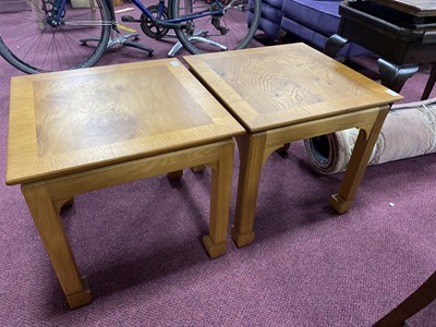 Lot 178 - A PAIR OF BURR ELM SQUARE OCCASIONAL TABLES