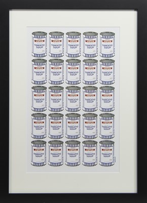 Lot 535 - TESCO VALUE TOMATO SOUP CANS, A PRINT AFTER BANKSY