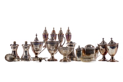 Lot 259 - A COLLECTION OF SILVER AND PLATED CRUETS