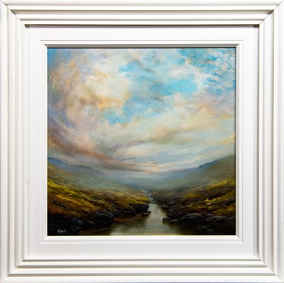 Lot 714 - CAIRNGORMS VIEW, AN OIL BY RICHARD DUFFIELD