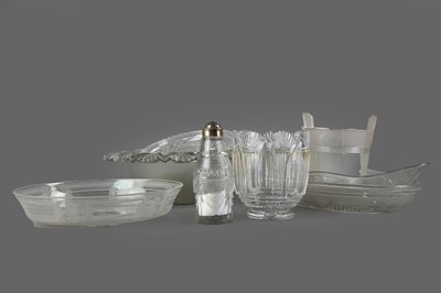 Lot 143 - TWO VICTORIAN GLASS COMPORTS, ALONG WITH TWO VASES, THREE BOWLS AND A SUGAR CASTER