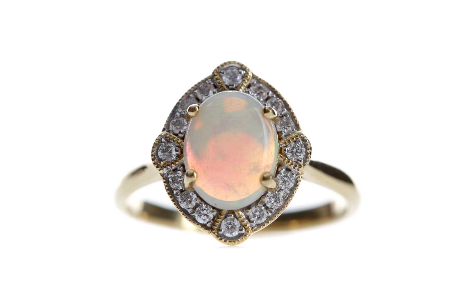 Lot 532 - AN OPAL AND DIAMOND RING