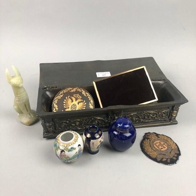 Lot 227 - A GILDED WOOD TRINKET BOX AND OTHER ITEMS