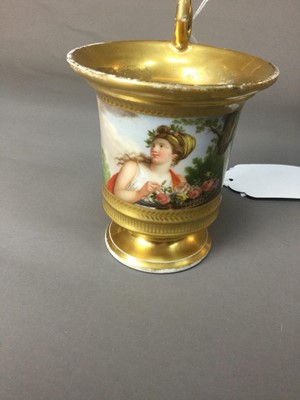 Lot 116 - A LATE 19TH CENTURY PARIS PORCELAIN CABINET CUP, ALONG WITH THREE OTHERS