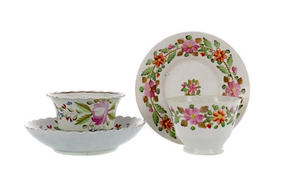 Lot 442 - TWO EARLY 19TH CENTURY ENGLISH CREAMWARE TEA BOWLS AND SAUCERS