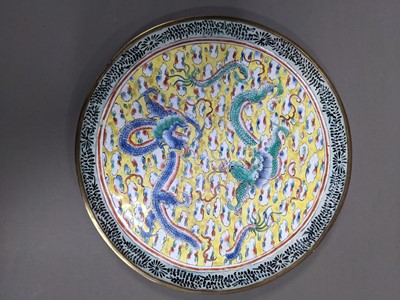 Lot 285 - AN EARLY 20TH CENTURY INDO-PERSIAN BRASS BELL, ALONG WITH A BUDDHIST EMBLEM AND TEN DISHES