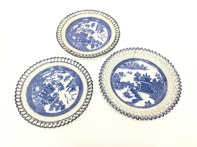 Lot 155A - A PAIR OF EARLY 19TH CENTURY ENGLISH CREAMWARE PLATES, ALONG WITH ANOTHER