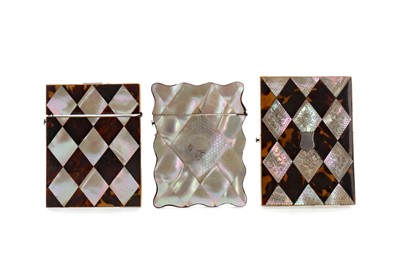 Lot 302 - THREE LATE 19TH CENTURY MOTHER OF PEARL AND TORTOISESHELL CARD CASES