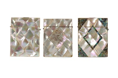 Lot 296 - THREE LATE 19TH CENTURY MOTHER OF PEARL CARD CASES