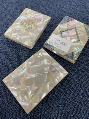 Lot 296 - THREE LATE 19TH CENTURY MOTHER OF PEARL CARD CASES