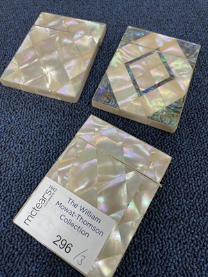 Lot 296 - THREE LATE 19TH CENTURY MOTHER OF PEARL CARD CASES