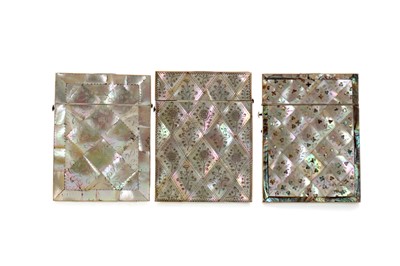 Lot 349 - THREE LATE 19TH CENTURY MOTHER OF PEARL CARD CASES