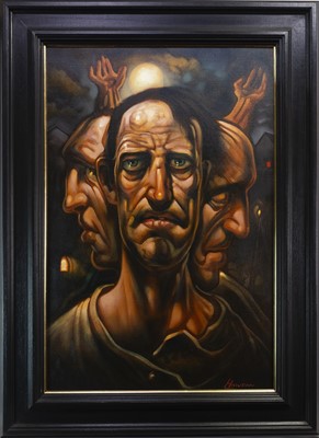 Lot 752 - THREE AGES, AN OIL BY PETER HOWSON