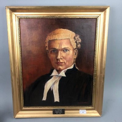 Lot 259 - AN OIL PAINTING OF A BARRISTER