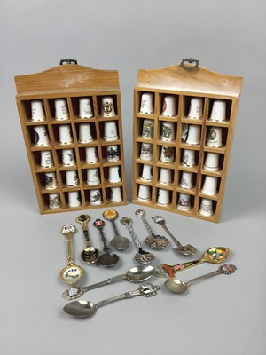 Lot 267 - A LOT OF SOUVENIR THIMBLES AND TEASPOONS