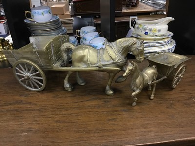 Lot 269 - A BRASS HORSE AND CART AND OTHER ITEMS