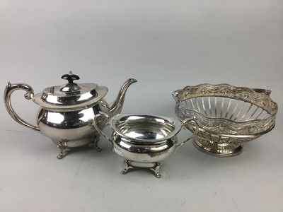 Lot 270 - A LOT OF SILVER PLATE INCLUDING TEA POTS