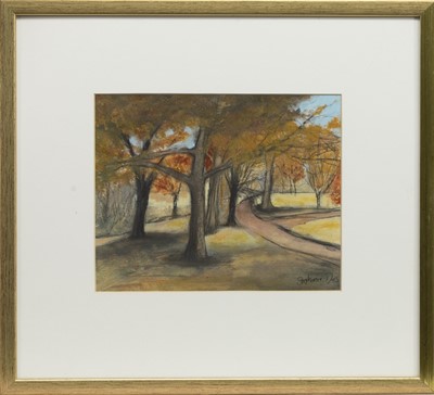 Lot 686 - AUTUMN TREES, A MIXED MEDIA BY STEPHANIE DEES RSW