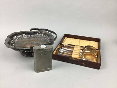 Lot 243 - A SILVER PLATED SET OF KNIVES AND FORKS AND OTHER PLATE
