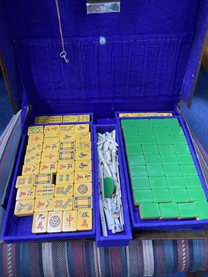 Lot 191 - A MAHJONG SET IN LEATHER TRAVEL CASE