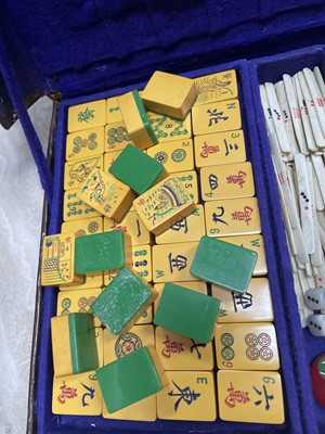 Lot 191 - A MAHJONG SET IN LEATHER TRAVEL CASE