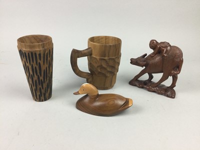 Lot 308 - A COLLECTION OF WOODEN ORNAMENTS AND OBJECTS