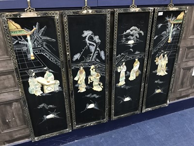 Lot 395 - A SET OF FOUR CHINESE LACQUERED PANELS