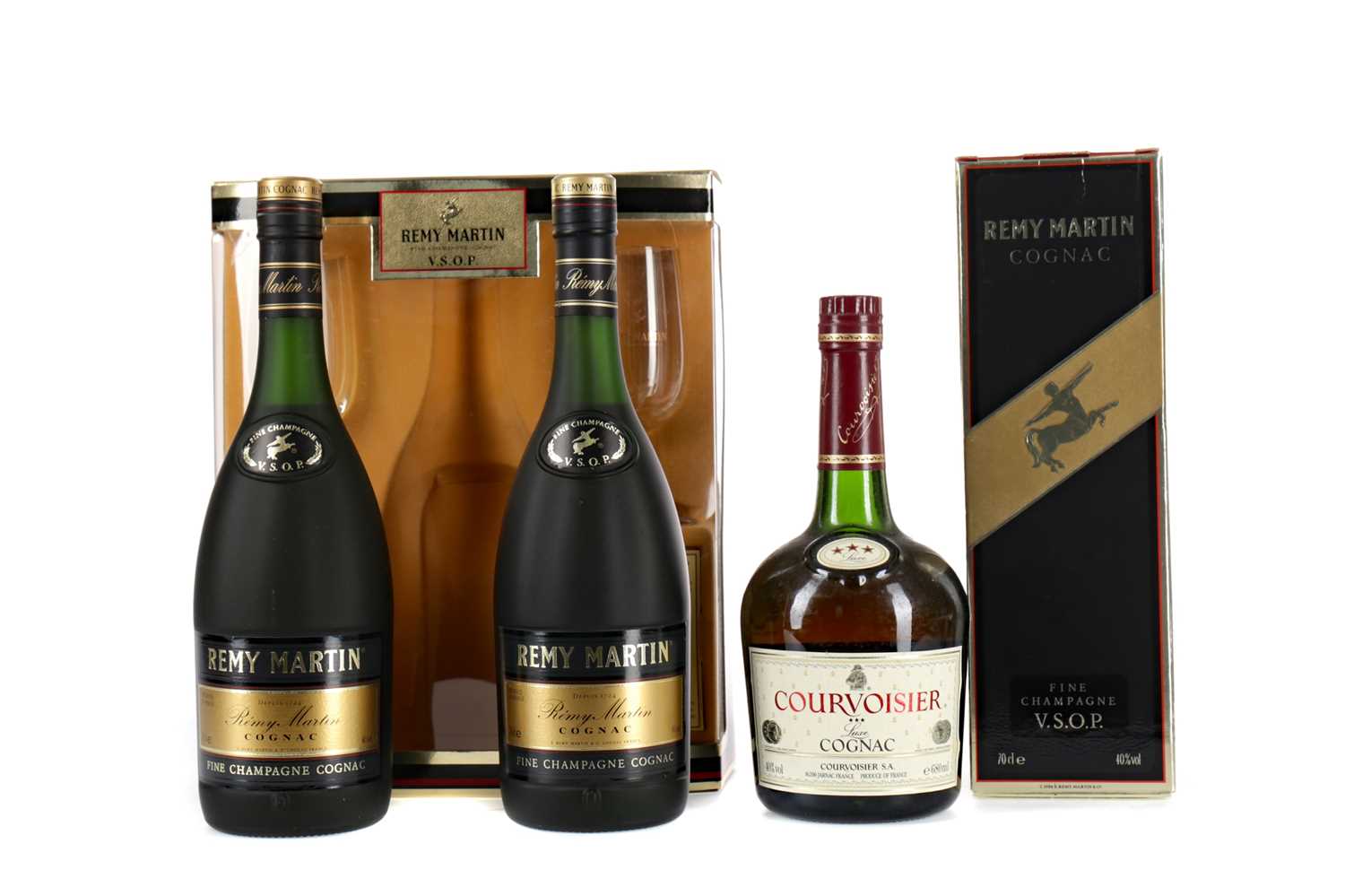Lot 74 - TWO BOTTLES OF REMY MARTIN VSOP AND ONE COURVOISIER 3 STAR