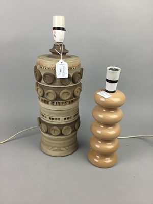 Lot 330 - A DOULTON STONEWARE TABLE LAMP AND ANOTHER TABLE LAMP